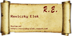 Reviczky Elek névjegykártya